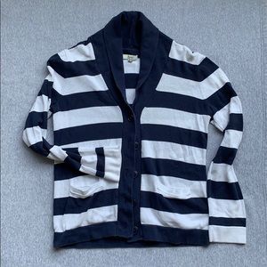 Rugby stripe sweatshirt shawl collar